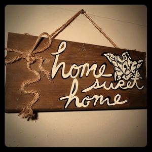 SOLD/Handcrafted B&W Home Wood Sign flower